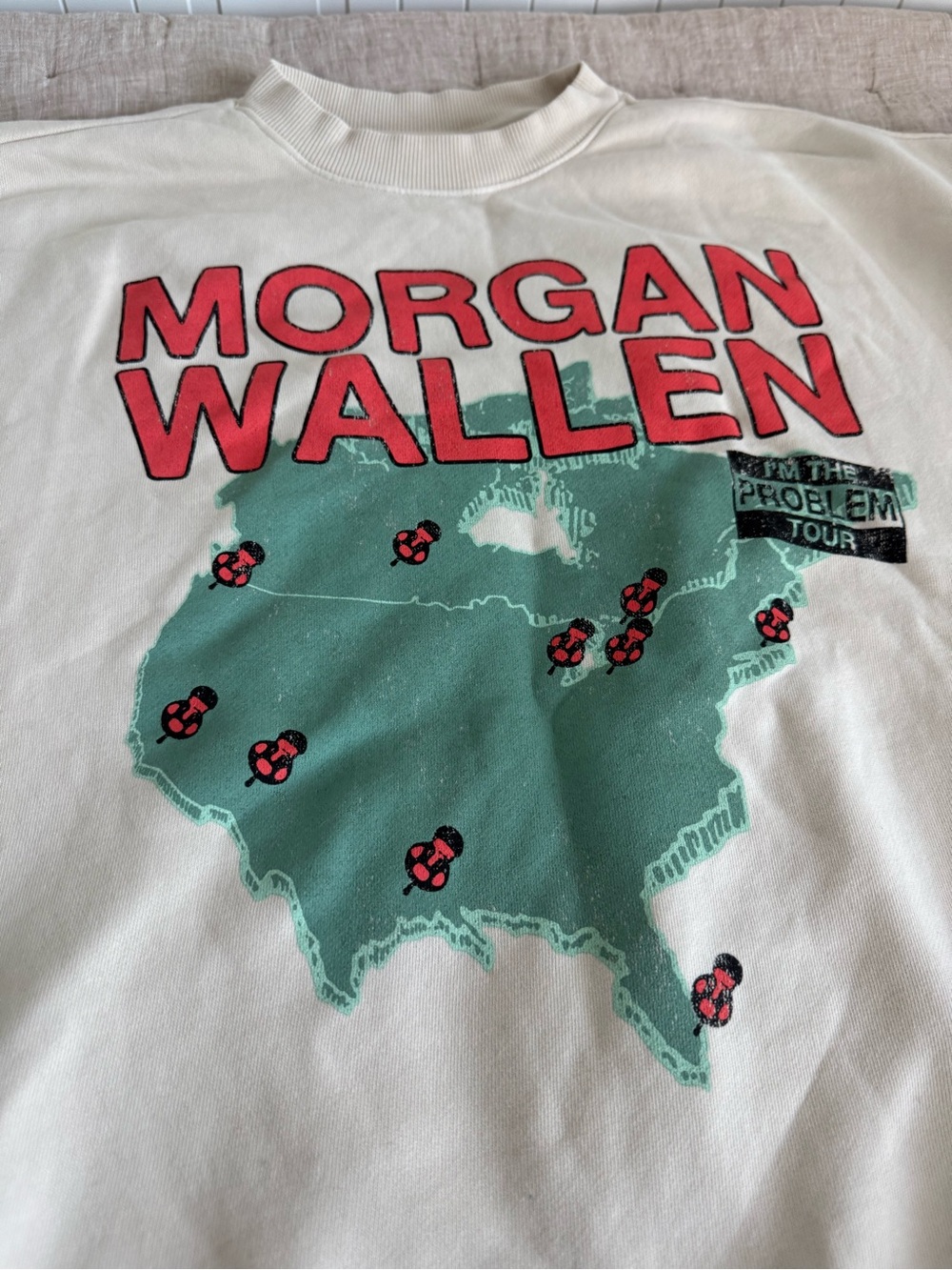 Morgan Wallen I'm The Problem Tour 2025 Sweatshirt Cream Size Large - Picture 2 of 9